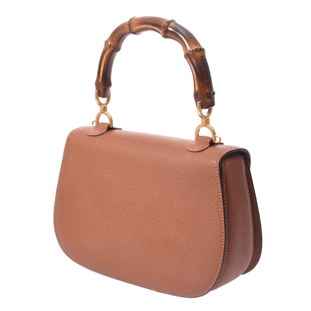 Gucci Brown Handbag Bag Top Bamboo Handle Pigskin